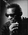 The photo image of Ray Charles, starring in the movie "The Blues Brothers"